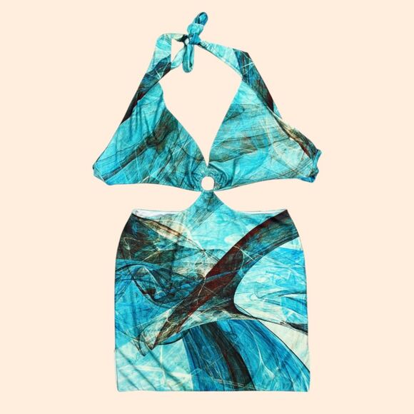 Farai London Gaia Blue Mini Dress - Picture 2 of 7